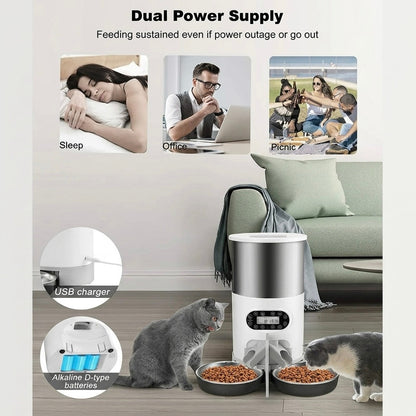 4.5L Automatic Pet Feeder | App Control, Voice Recording & Dual Bowl
