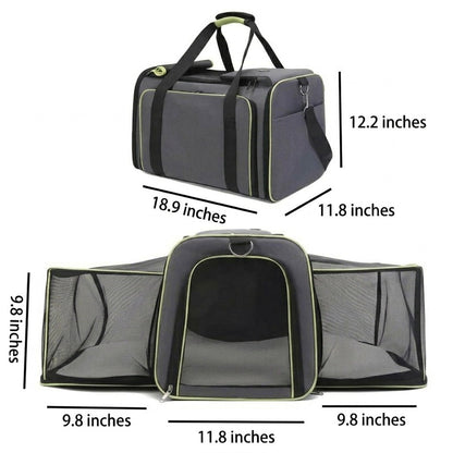 Expandable Pet Carrier Bag | Breathable Mesh Foldable Soft-Sided