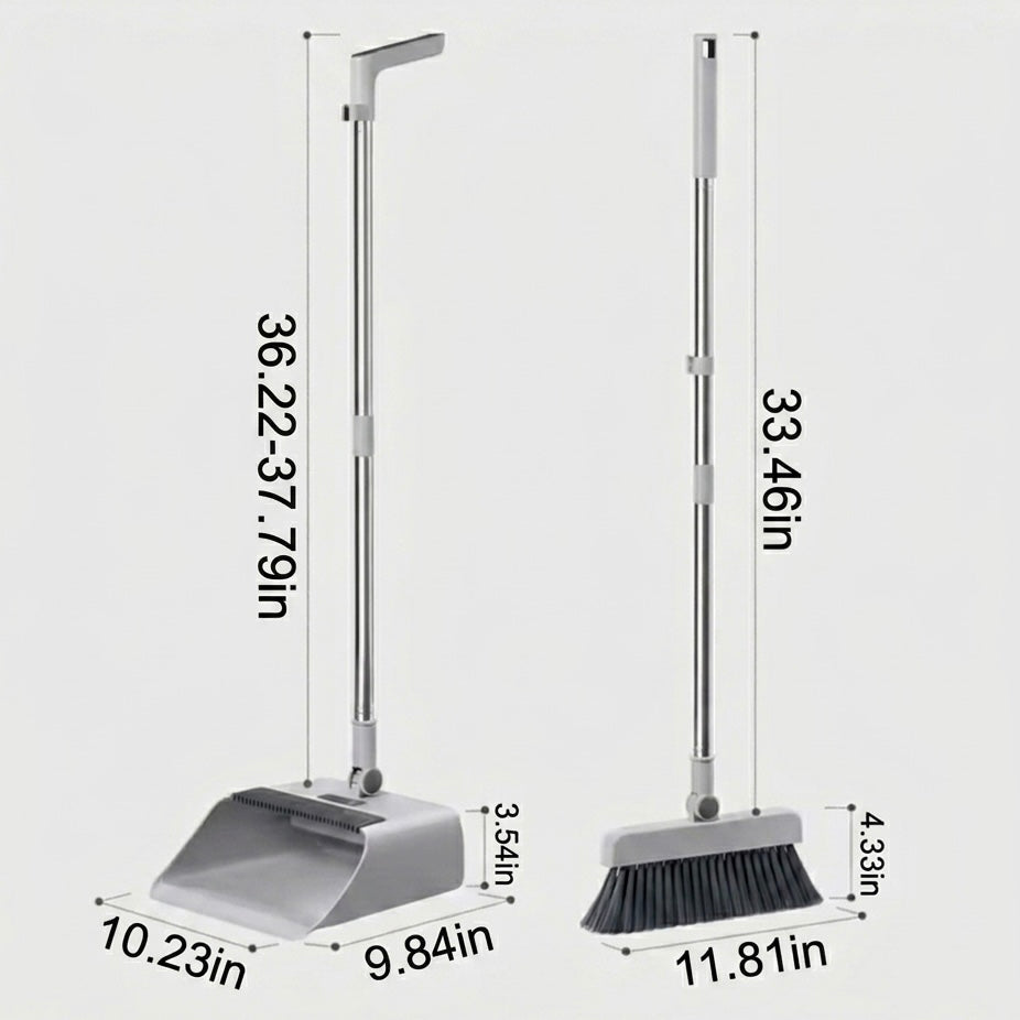 Pet Hair Broom & Dustpan Set | Built-In Hair Comb & Ergonomic Handle