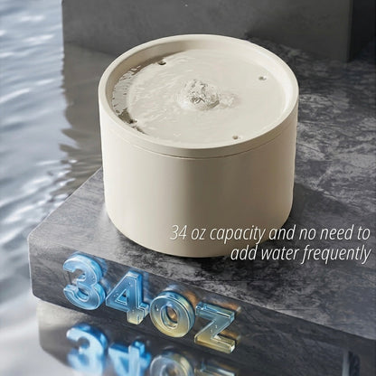 Ceramic Cat Water Fountain | 4-Layer Filtration Ultra-Silent 20dB &