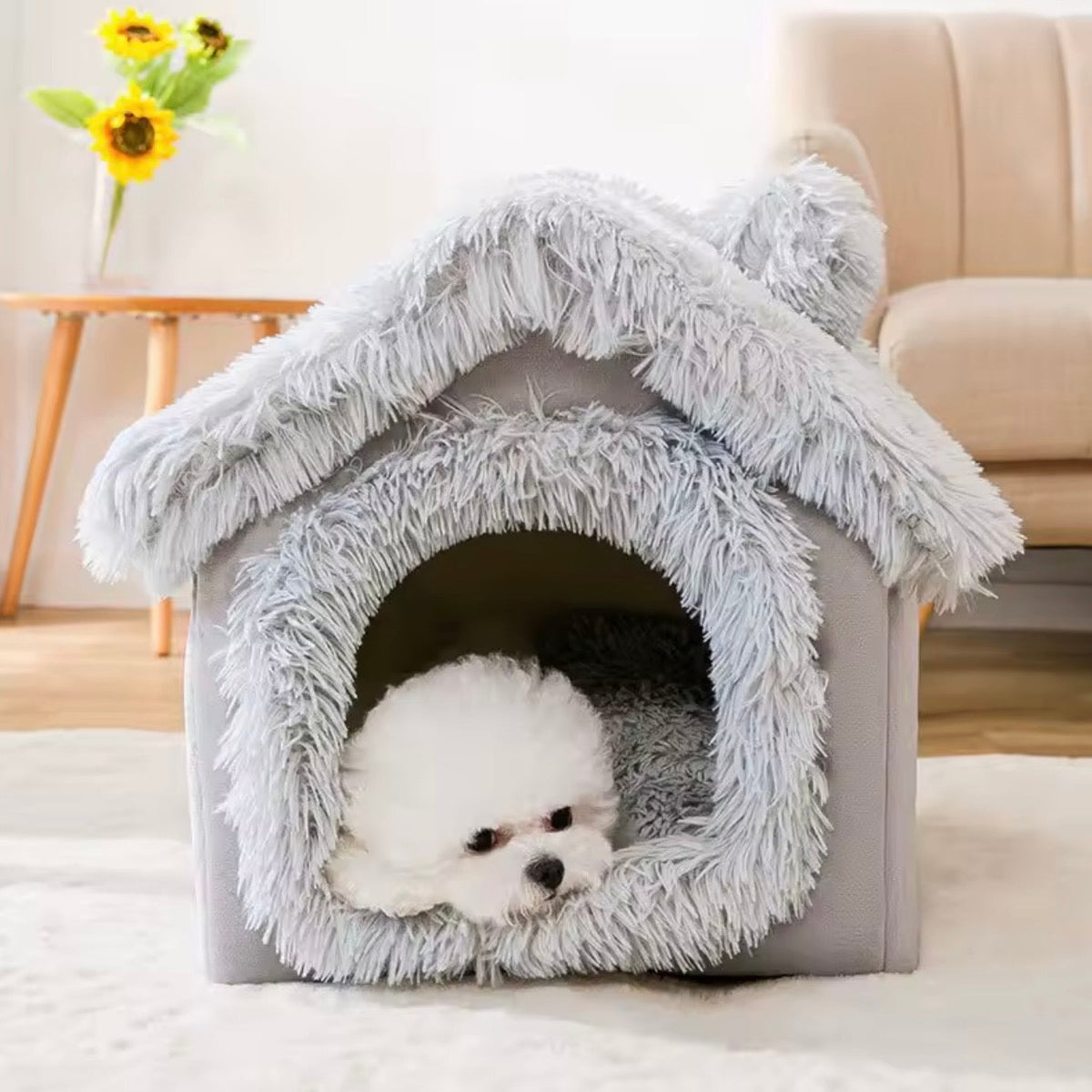 Fleece Pet Bed for Dogs & Cats | Soft Washable Cover & Non-Slip Base