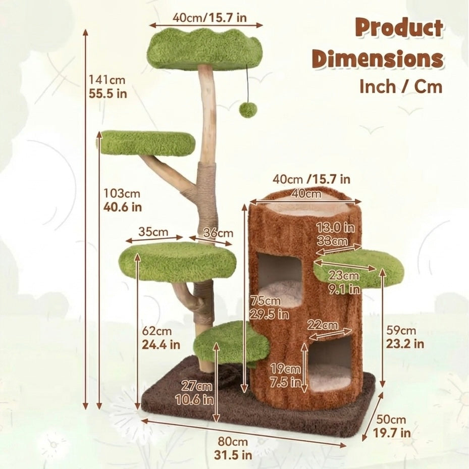 Multi-Level Cat Tree for Large Cats | Spacious Condos & Scratching