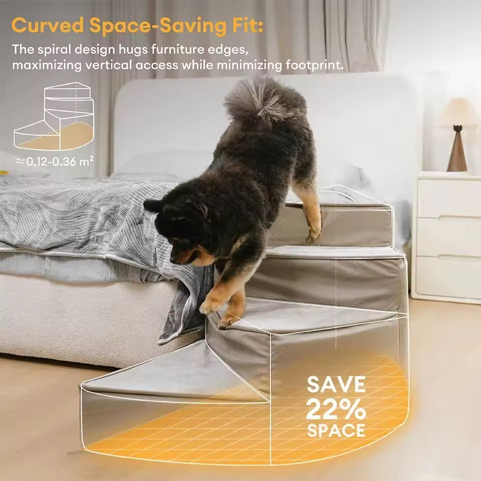 Spiral Dog Stairs for Beds & Sofas | Faux Leather & Joint-Friendly