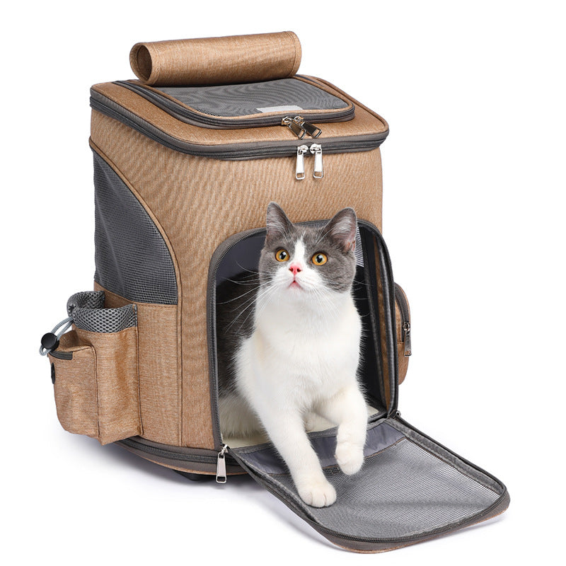 Foldable Pet Backpack with Wheels