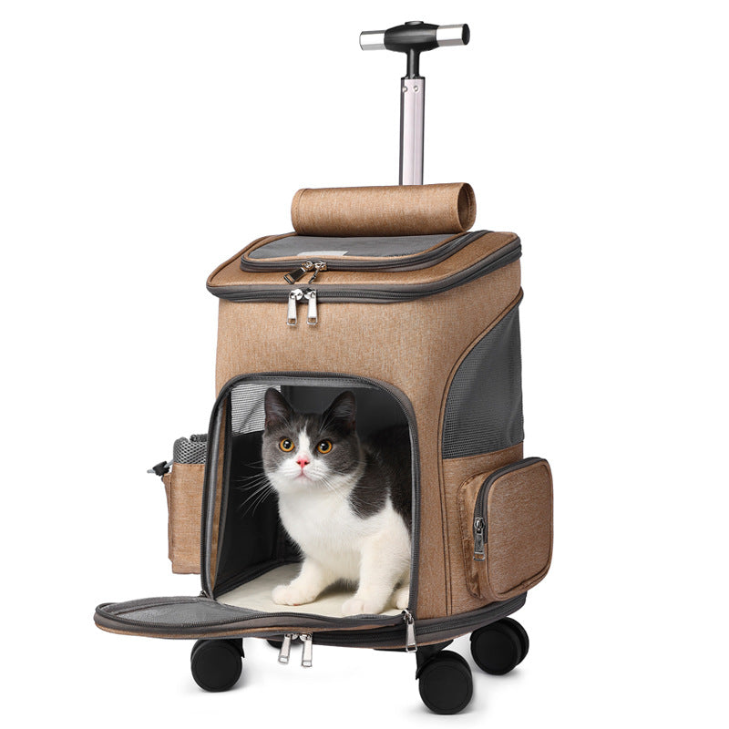 Foldable Pet Backpack with Wheels