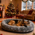 Large Dog Bed with Blanket Set | Plush Faux Fur Storage Pocket