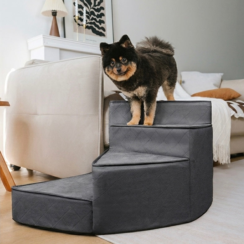 Spiral Dog Stairs for Beds & Sofas | Faux Leather & Joint-Friendly