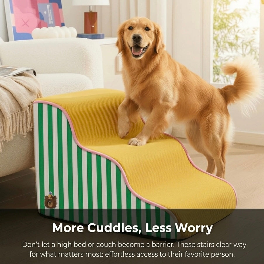 Orthopedic Dog Stairs That Protect Joints | Foam Steps & Non-Slip Base