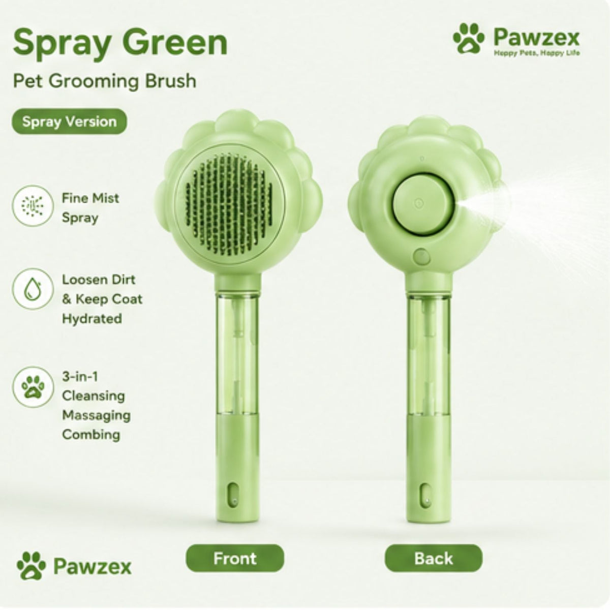 2-in-1 Self-Cleaning Pet Brush with Spray
