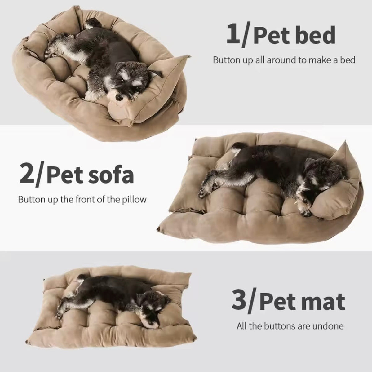 3-in-1 Convertible Luxury Pet Bed | Soft Cotton Nest Sofa & Mat