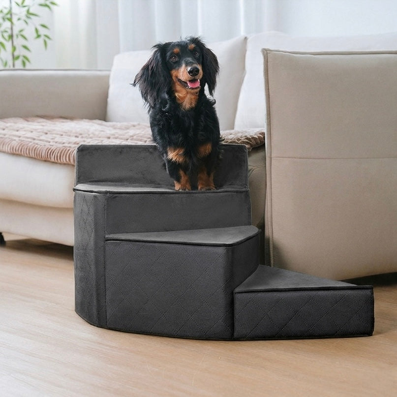 Spiral Dog Stairs for Beds & Sofas | Faux Leather & Joint-Friendly