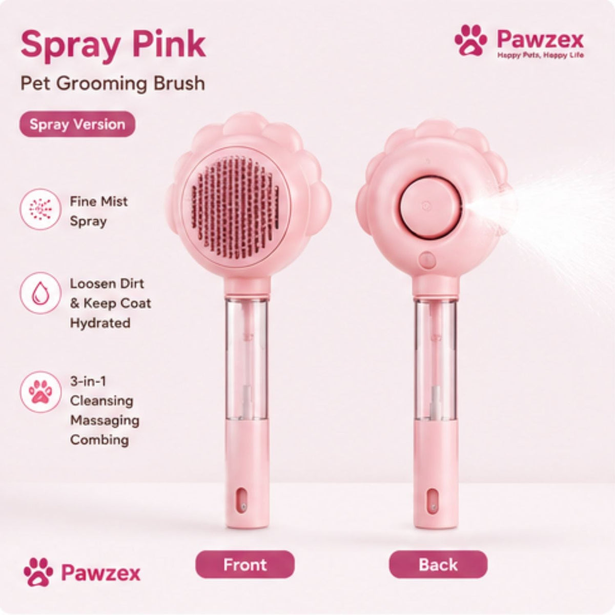2-in-1 Self-Cleaning Pet Brush with Spray
