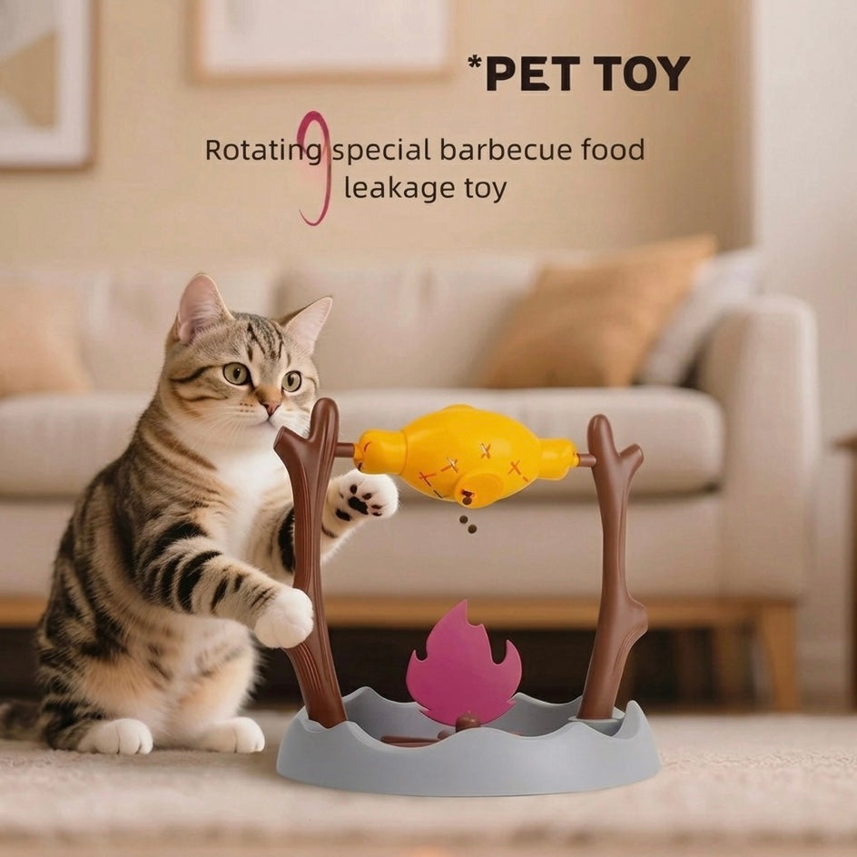 Interactive Cat Slow Feeder | Rotating Drumstick Dispenser Adjustable