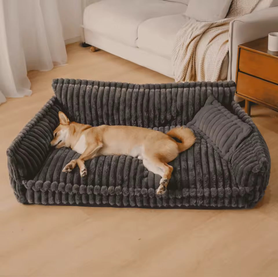 Orthopedic Dog Bed with Elevated Headrest