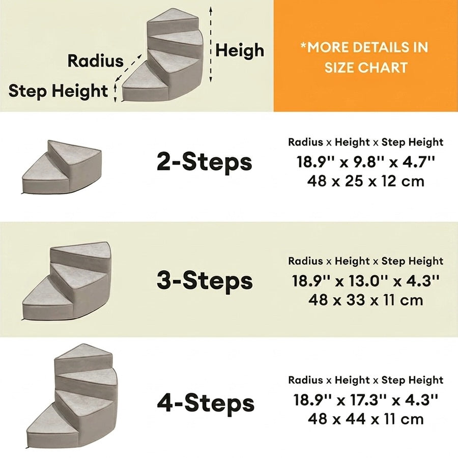 Spiral Dog Stairs for Beds & Sofas | Faux Leather & Joint-Friendly