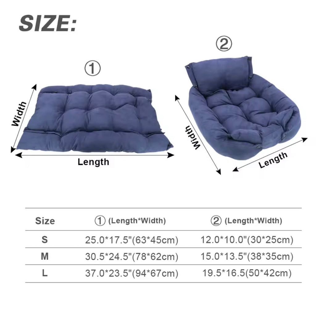 3-in-1 Convertible Luxury Pet Bed | Soft Cotton Nest Sofa & Mat