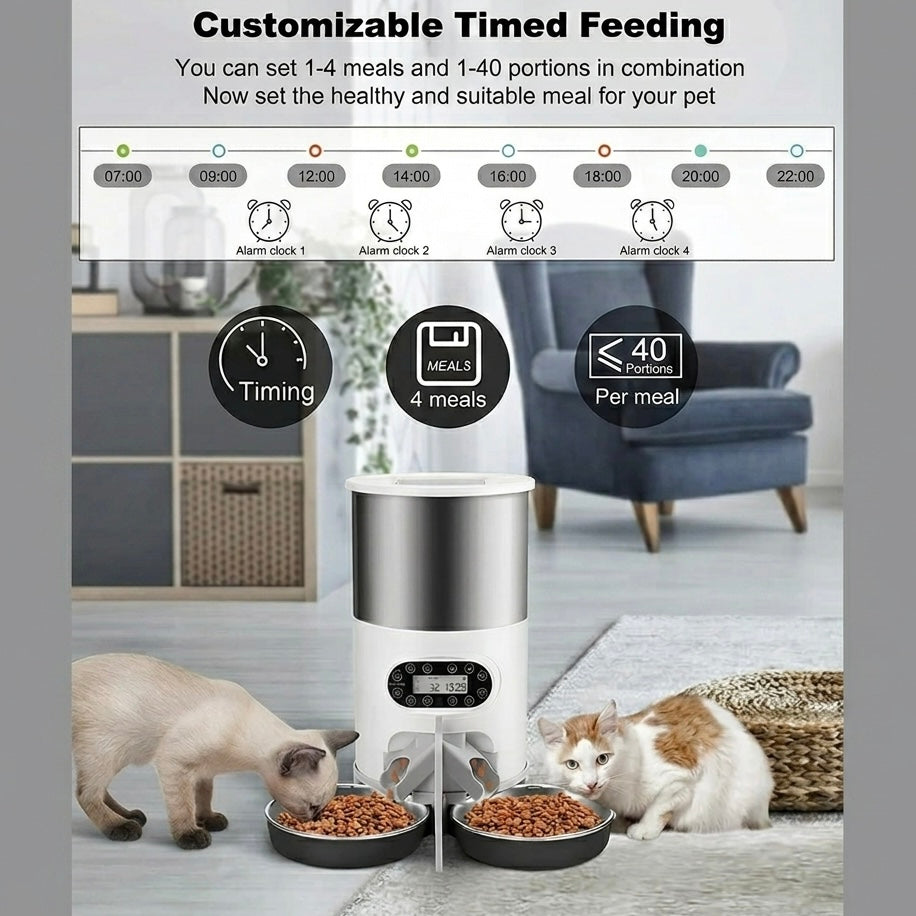 4.5L Automatic Pet Feeder | App Control, Voice Recording & Dual Bowl