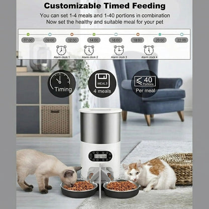 4.5L Automatic Pet Feeder | App Control, Voice Recording & Dual Bowl