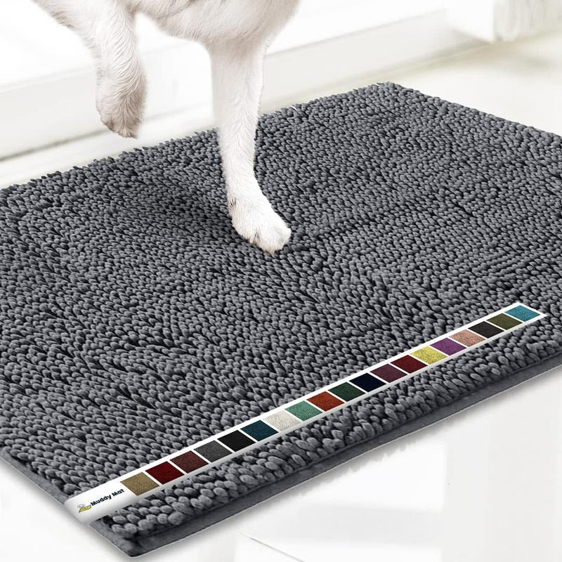 Absorbent Chenille Entryway Rug for Muddy Paws