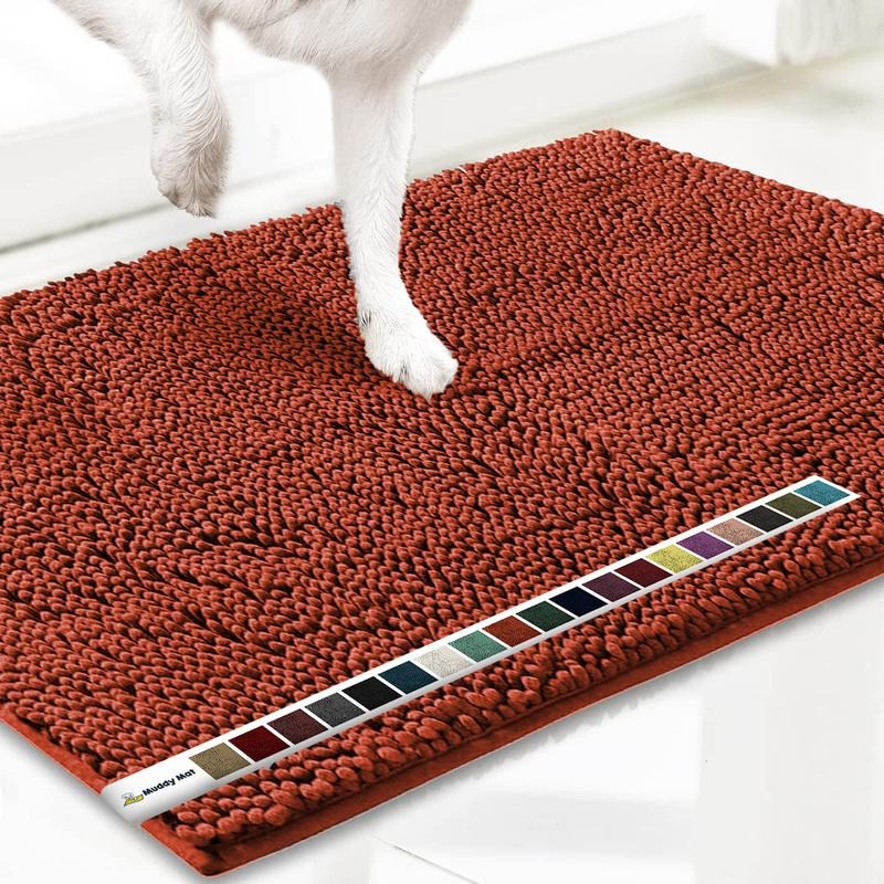 Absorbent Chenille Entryway Rug for Muddy Paws