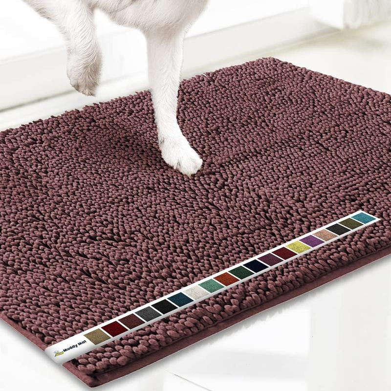 Absorbent Chenille Entryway Rug for Muddy Paws