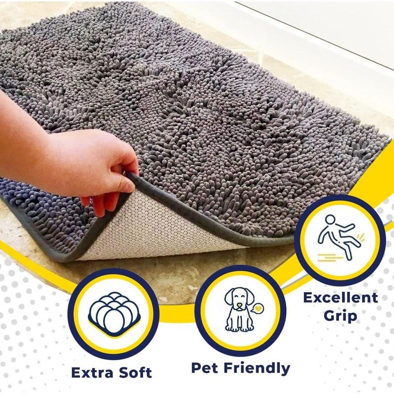 Absorbent Chenille Entryway Rug for Muddy Paws