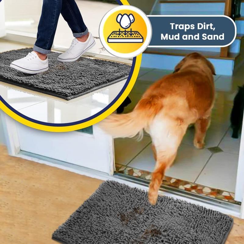 Absorbent Chenille Entryway Rug for Muddy Paws