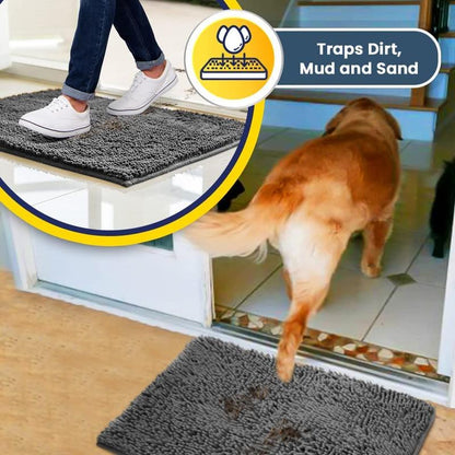 Absorbent Chenille Entryway Rug for Muddy Paws