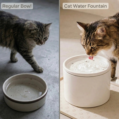 Ceramic Cat Water Fountain | 4-Layer Filtration Ultra-Silent 20dB &