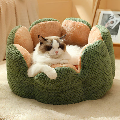 Cactus Pet Bed | Soft Plush Enclosed Nest for Cats & Small Dogs