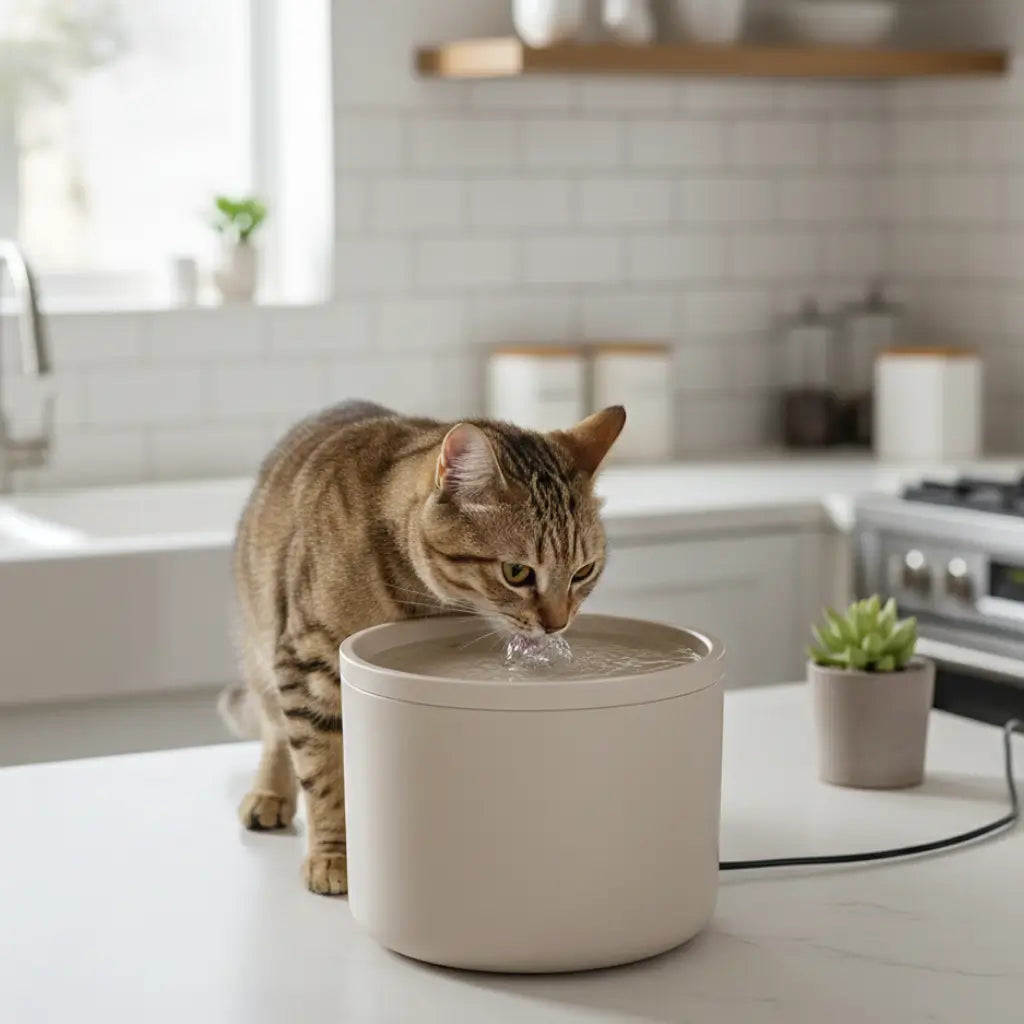 Ceramic Cat Water Fountain | 4-Layer Filtration Ultra-Silent 20dB &
