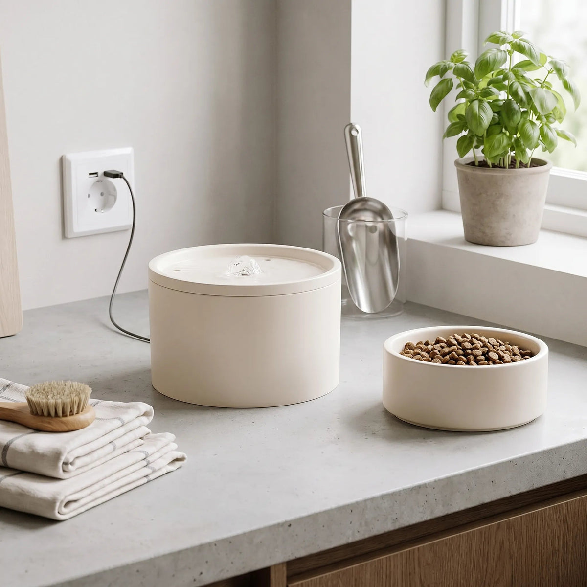 Ceramic Cat Water Fountain | 4-Layer Filtration Ultra-Silent 20dB &