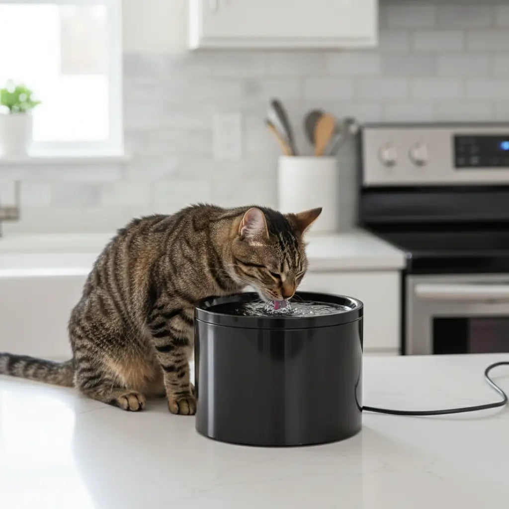 Ceramic Cat Water Fountain | 4-Layer Filtration Ultra-Silent 20dB &