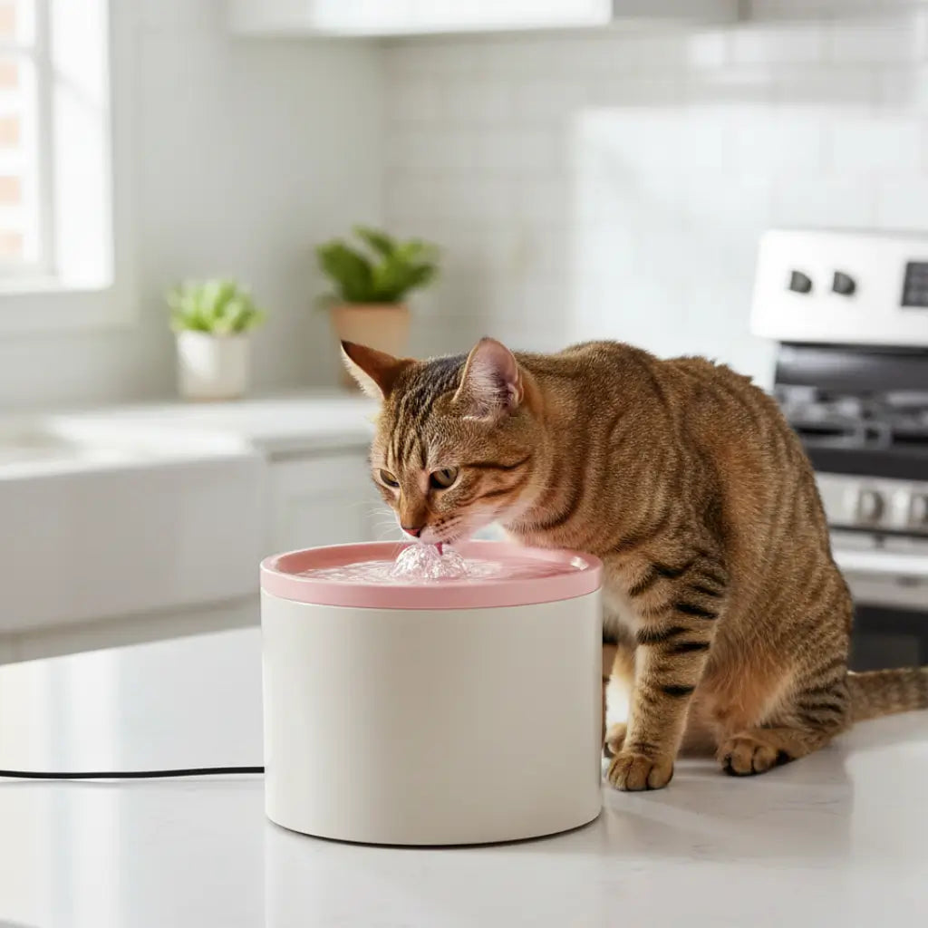 Ceramic Cat Water Fountain | 4-Layer Filtration Ultra-Silent 20dB &