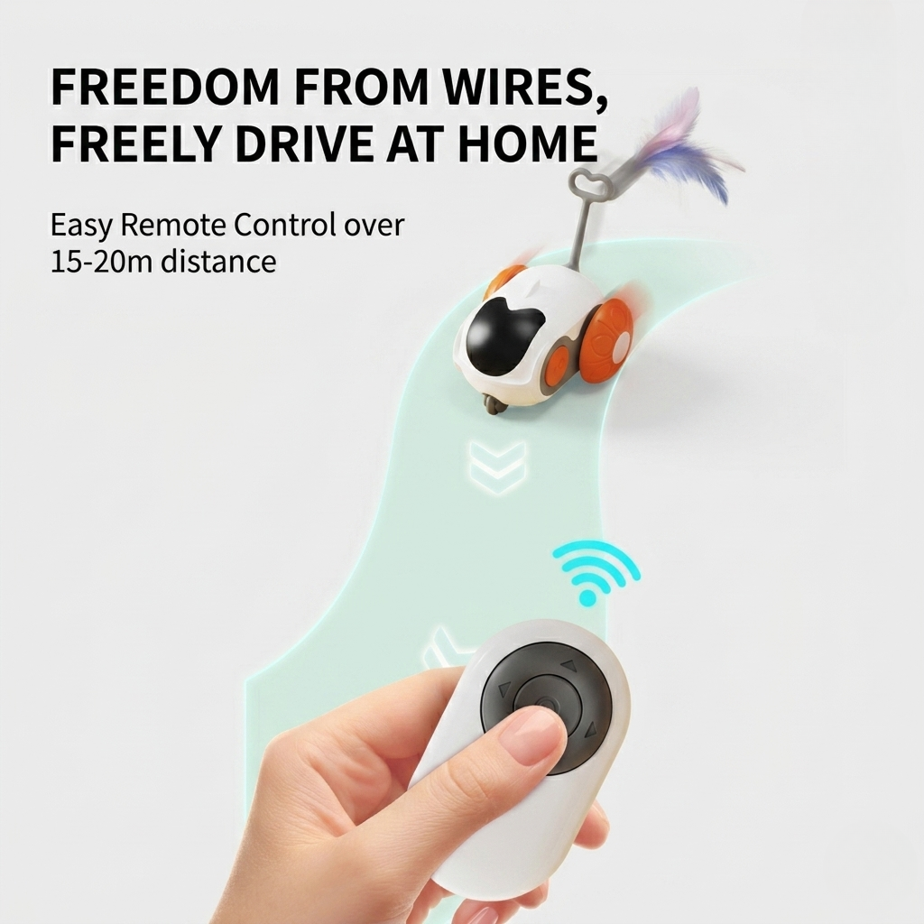 Interactive Cat Toy Wand with Remote | Motion Play for Bored Cats