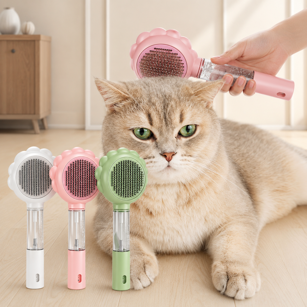 2-in-1 Self-Cleaning Pet Brush with Spray