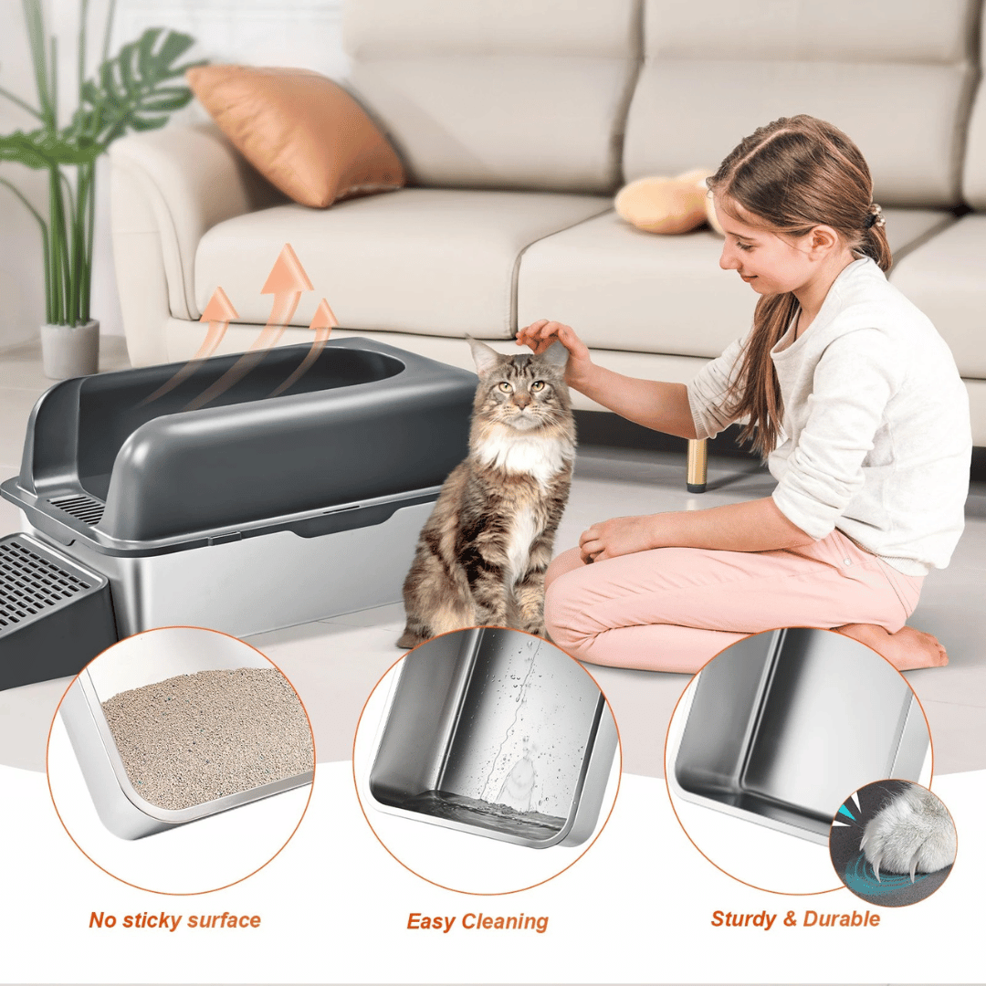Extra-Large Cat Litter Box That Cuts Odor | High Sides & UV Fresh