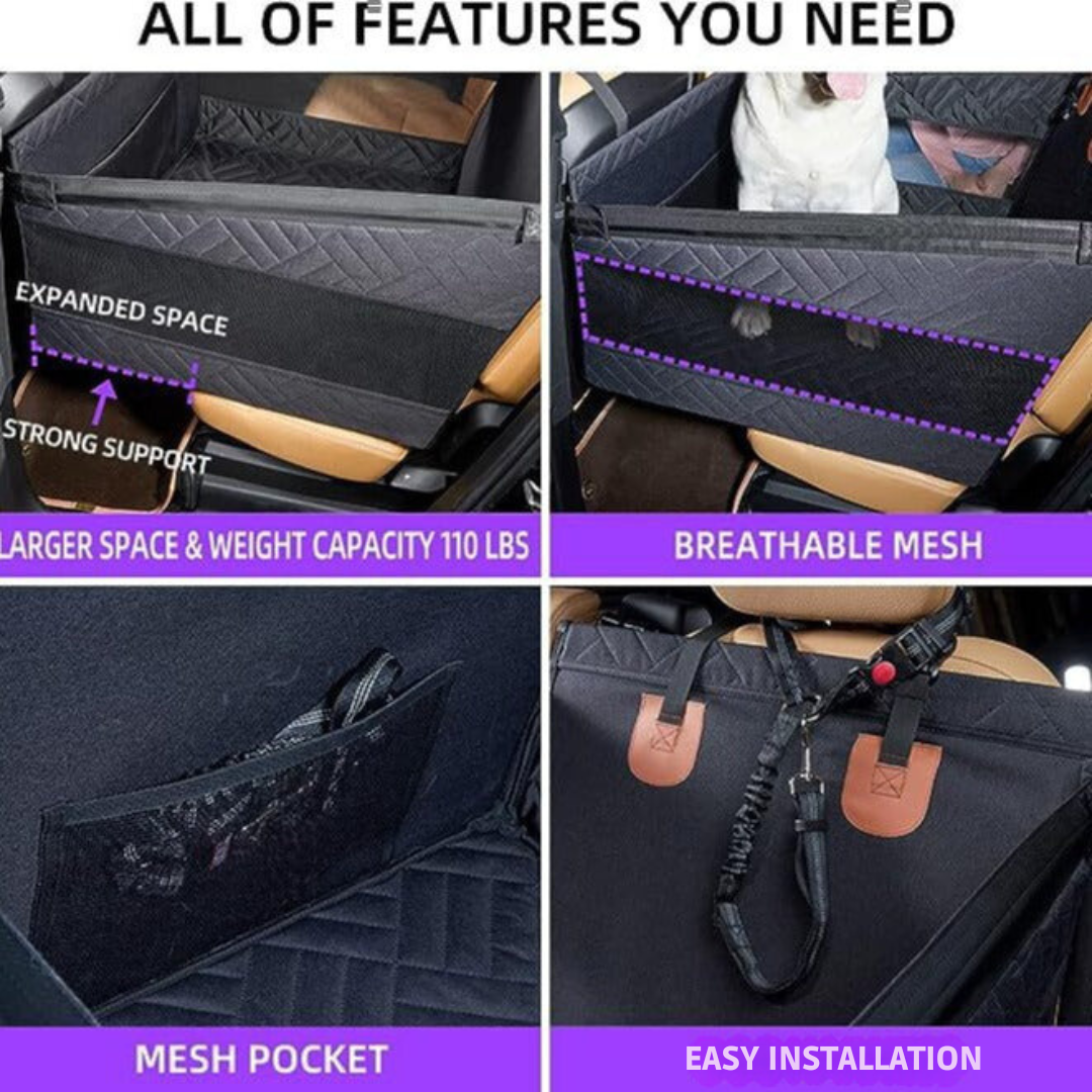 Dog Car Seat Extender | Hard Bottom Waterproof Platform & Adjustable
