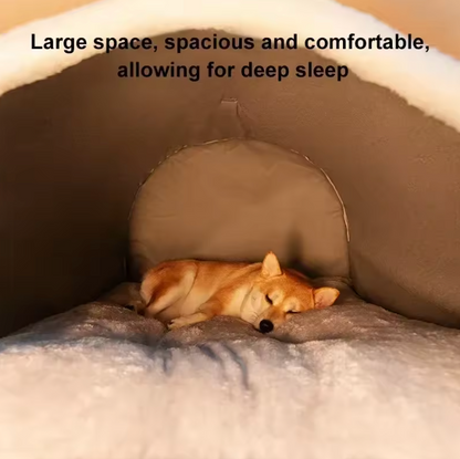 Cave-Style Dog Bed House with Washable Mat