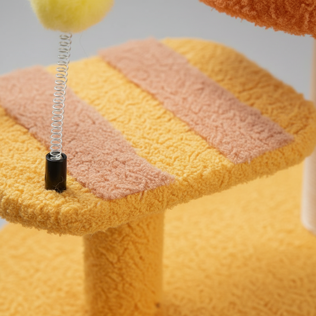 Cat Perch Station with Sisal Scratcher & Spring Toy | Flower Bowl Nest