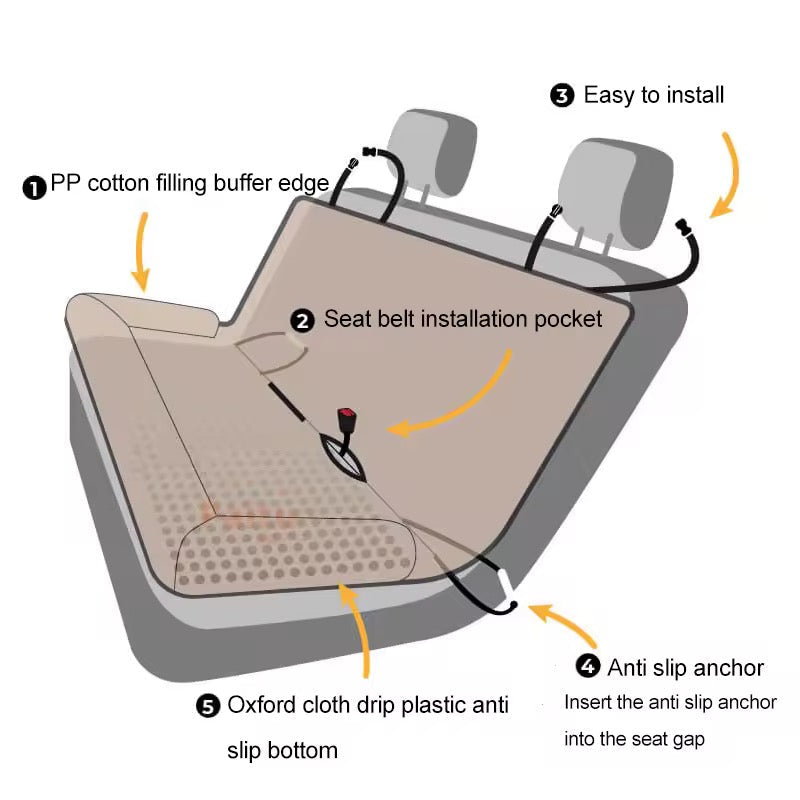 2-in-1 Dog Car Bed & Seat Cover | Anti-Slip Waterproof Machine-Washable