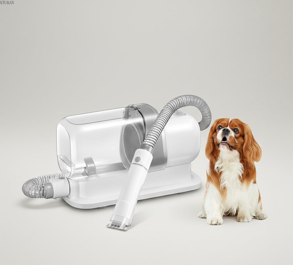 Dog & Cat Grooming Vacuum Kit That Traps Hair | 5 Tools & 2.3L Bin