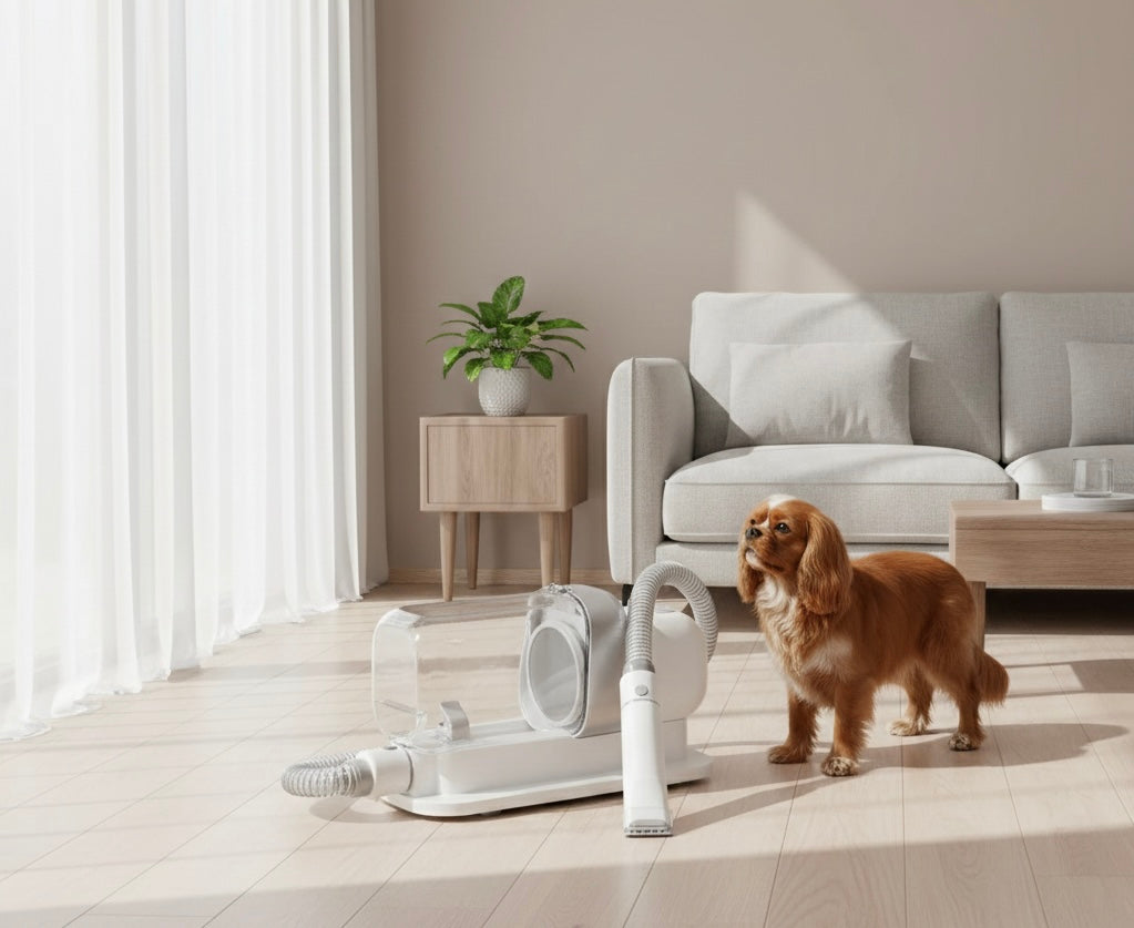 Dog & Cat Grooming Vacuum Kit That Traps Hair | 5 Tools & 2.3L Bin