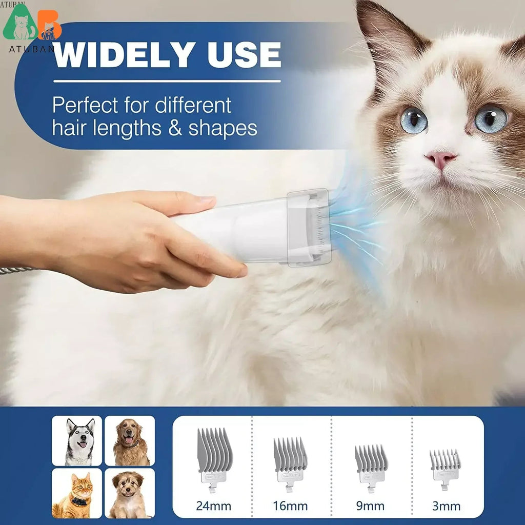 Dog & Cat Grooming Vacuum Kit That Traps Hair | 5 Tools & 2.3L Bin