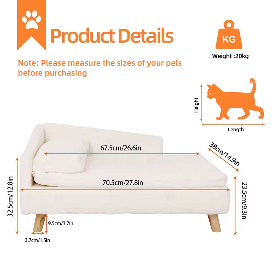 Elevated Pet Sofa Bed for Cats & Small Dogs
