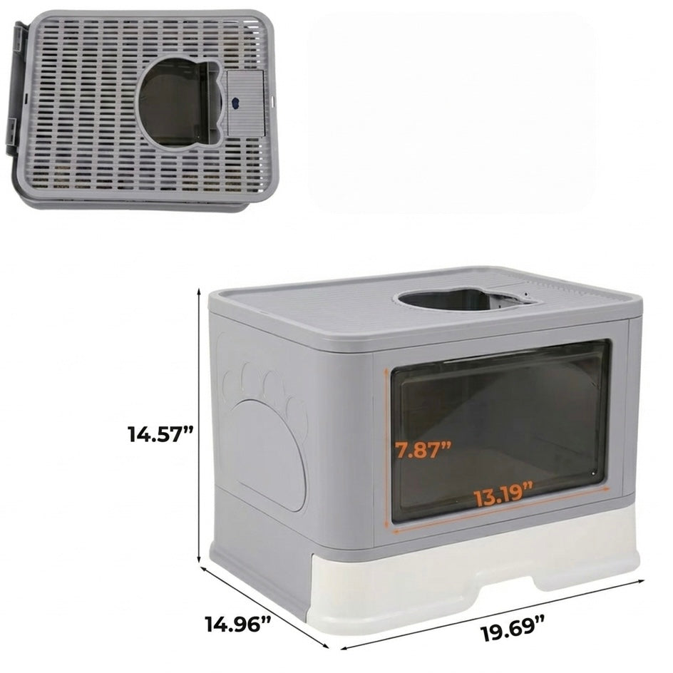 Foldable Enclosed Cat Litter Box | Dual-Entry Design & Easy Clean