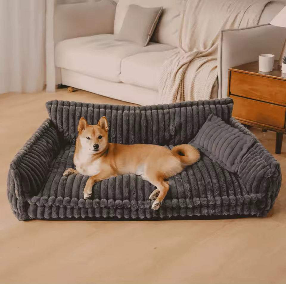 Orthopedic Dog Bed with Elevated Headrest
