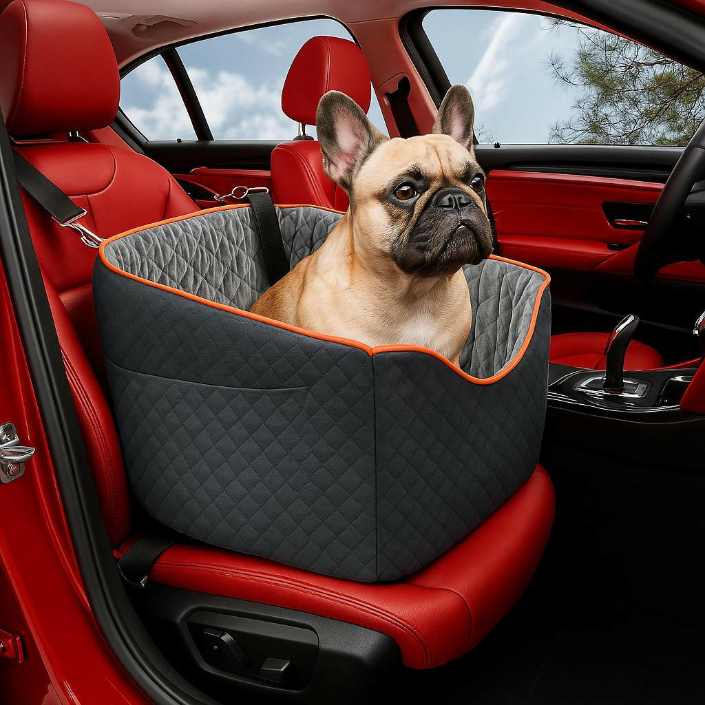 Elevated Dog Booster Car Seat | Safety Belt Attachment & Quilted