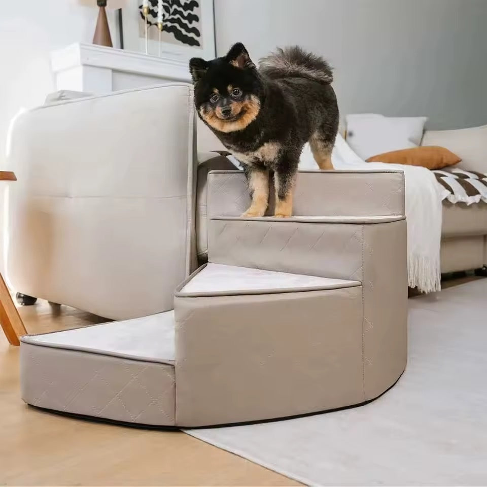 Spiral Dog Stairs for Beds & Sofas | Faux Leather & Joint-Friendly