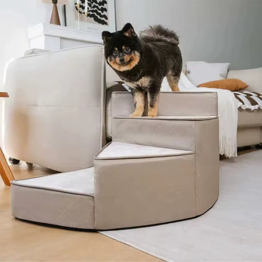Spiral Dog Stairs for Beds & Sofas | Faux Leather & Joint-Friendly